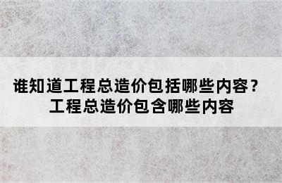 谁知道工程总造价包括哪些内容？ 工程总造价包含哪些内容